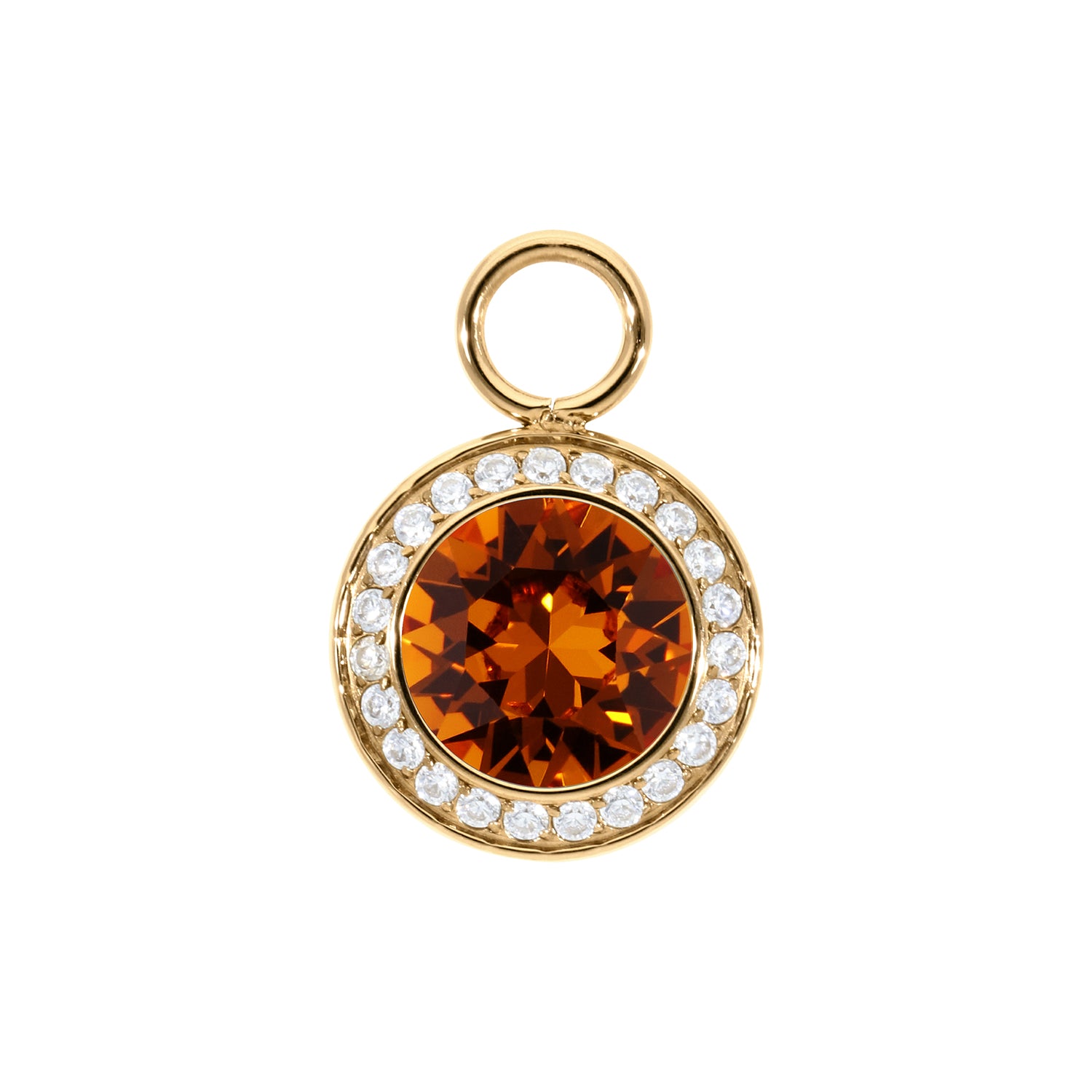 Tondo Deluxe Charm 0.51" - Gold Smoked Topaz