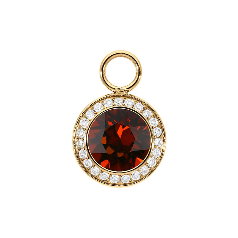 Tondo Deluxe Charm 0.51" - Gold smoked amber