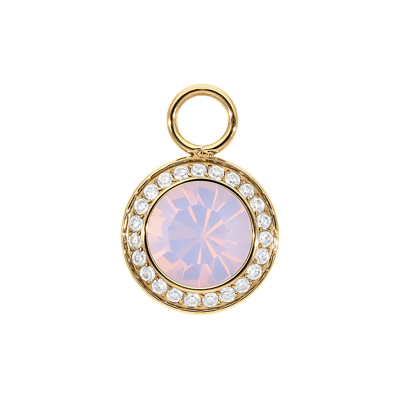 Tondo Deluxe Charm 0.51" - Gold rose opal
