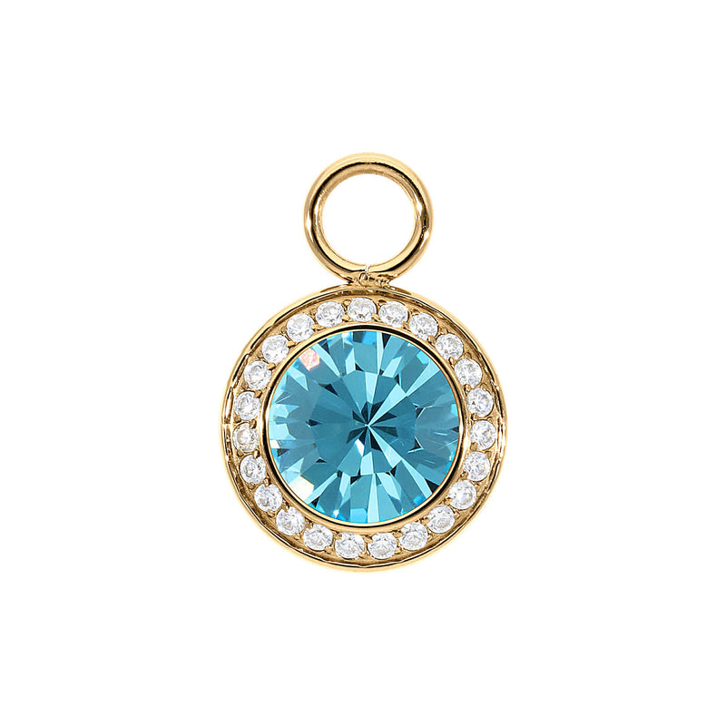 Tondo Deluxe Charm 0.51" - Gold aquamarine