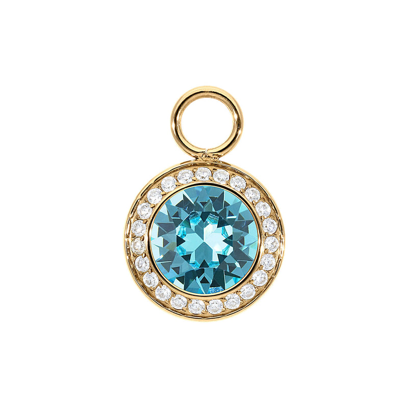 Tondo Deluxe Charm 0.51" - Gold Light Turquoise