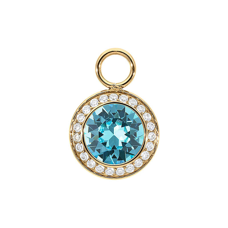 Tondo Deluxe Charm 0.51" - Gold Light Turquoise