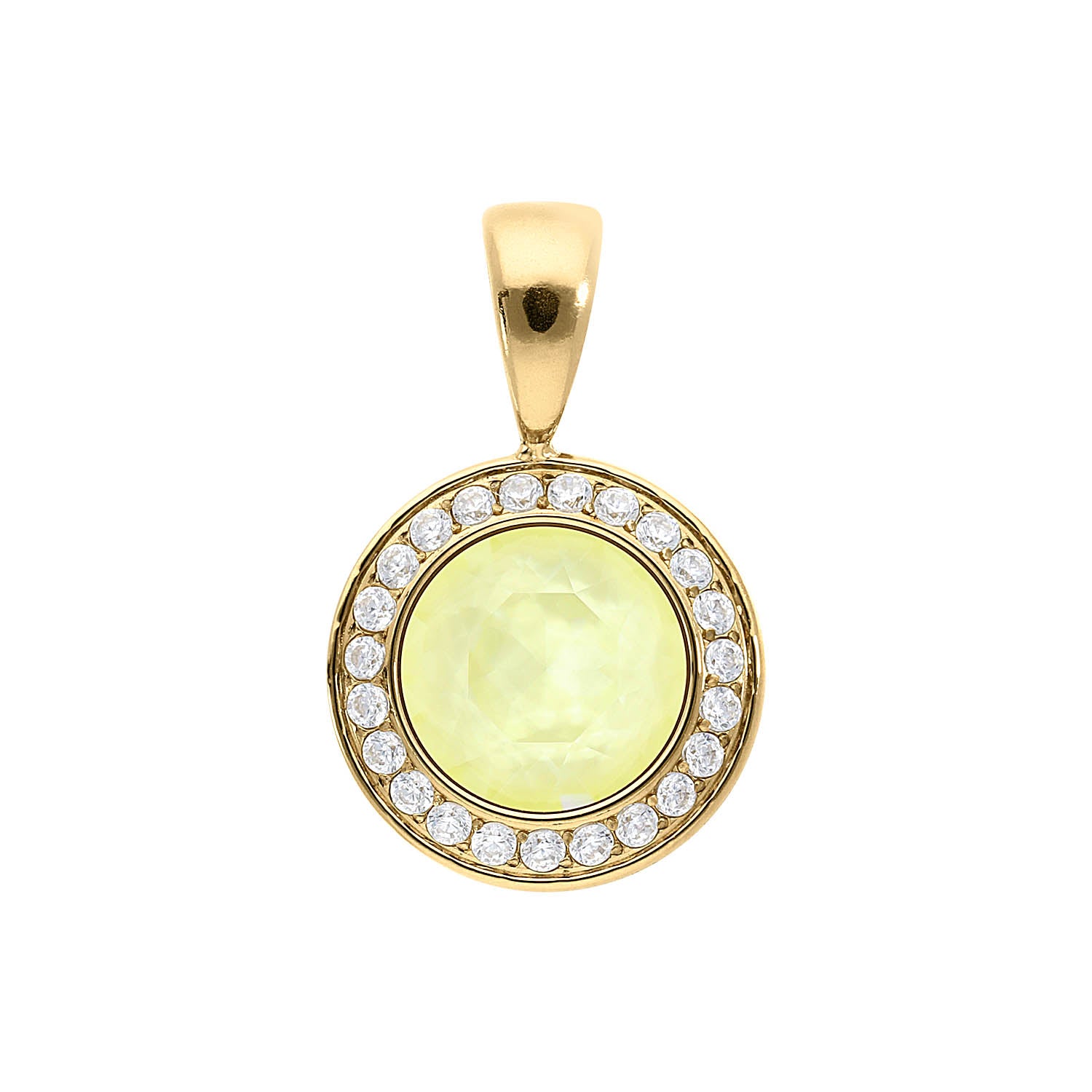 Tondo Deluxe Pendant 0.51" - Gold crystal soft yellow ignite