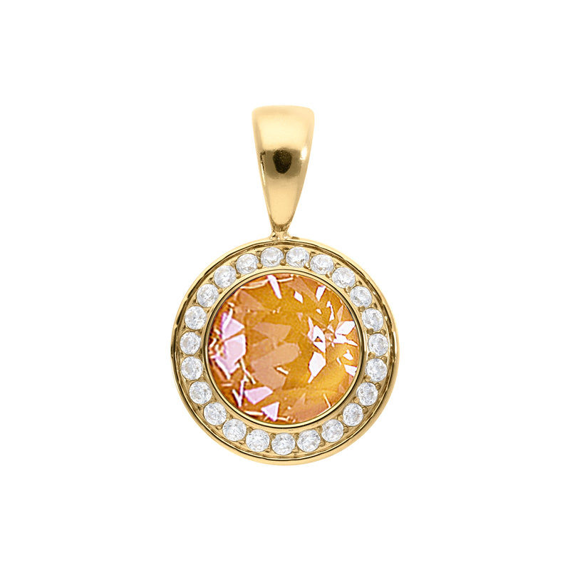 Tondo Deluxe Pendant 0.51" - Gold Crystal Mango Ignite