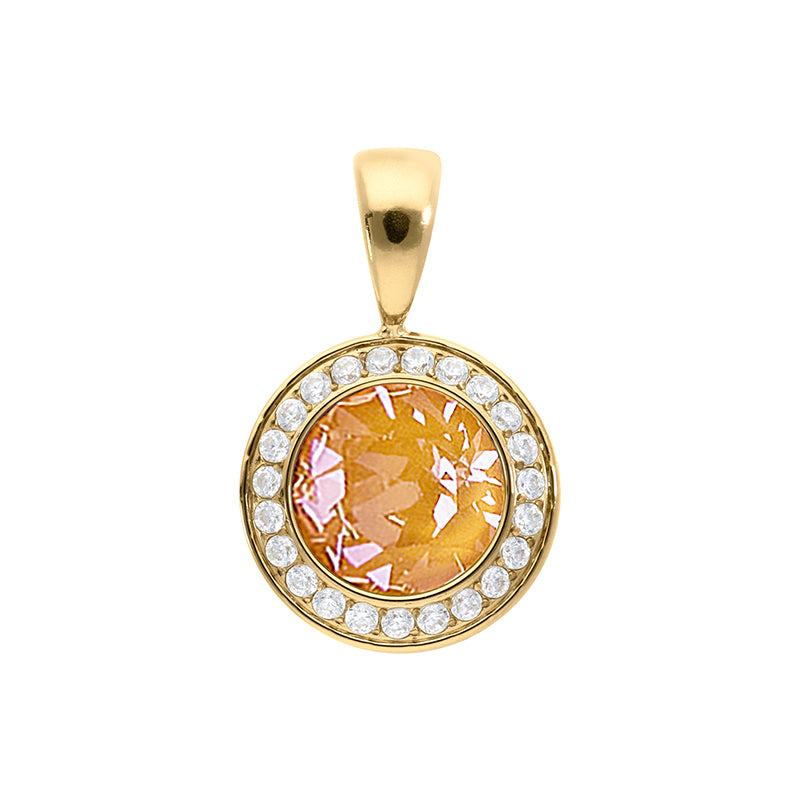 Tondo Deluxe Pendant 0.51" - Gold Crystal Mango Ignite