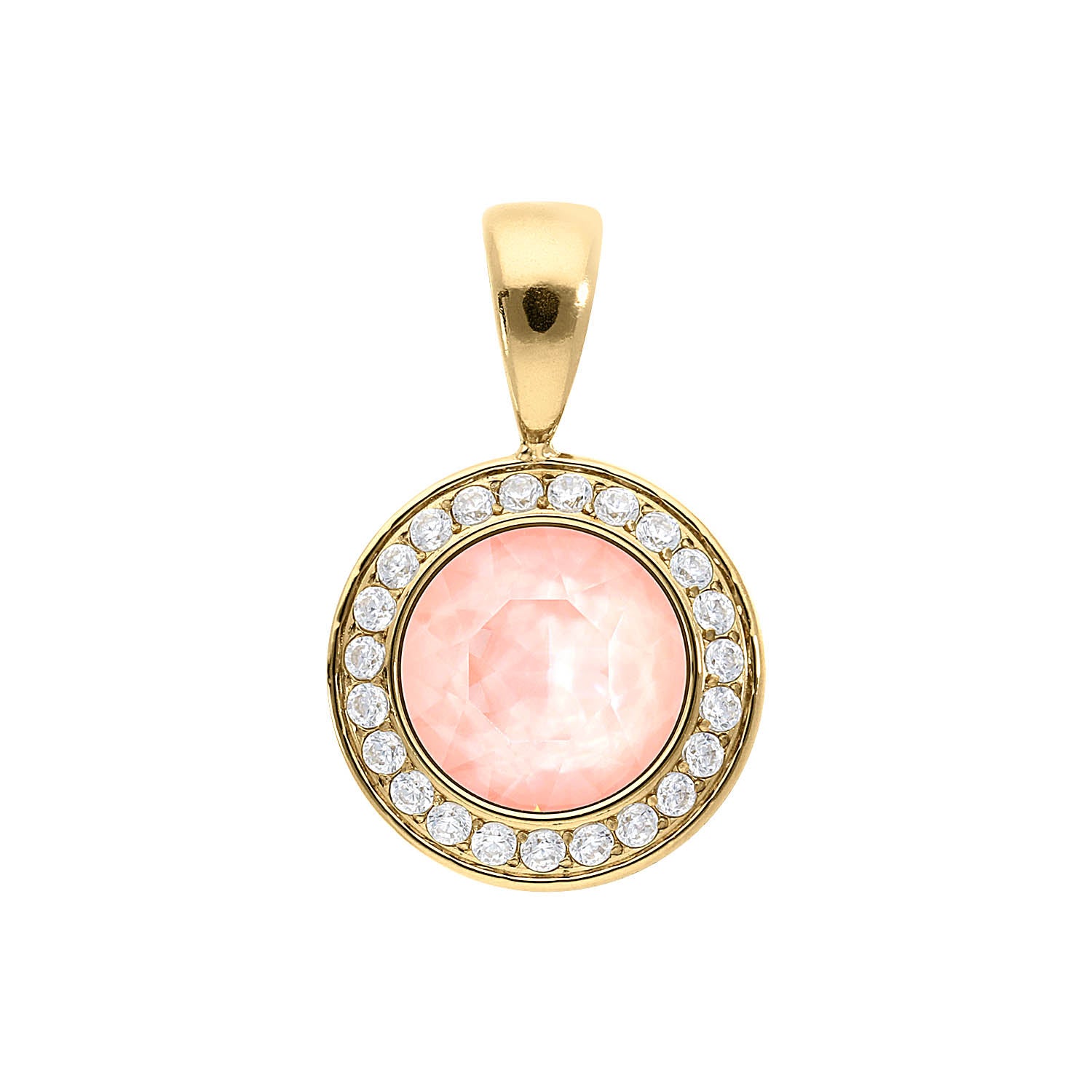 Tondo Deluxe Pendant 0.51" - Gold Crystal Flamingo Ignite