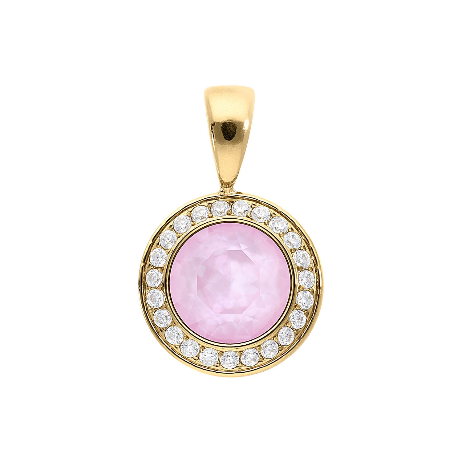 Tondo Deluxe Pendant 0.51" - Gold crystal soft rose ignite