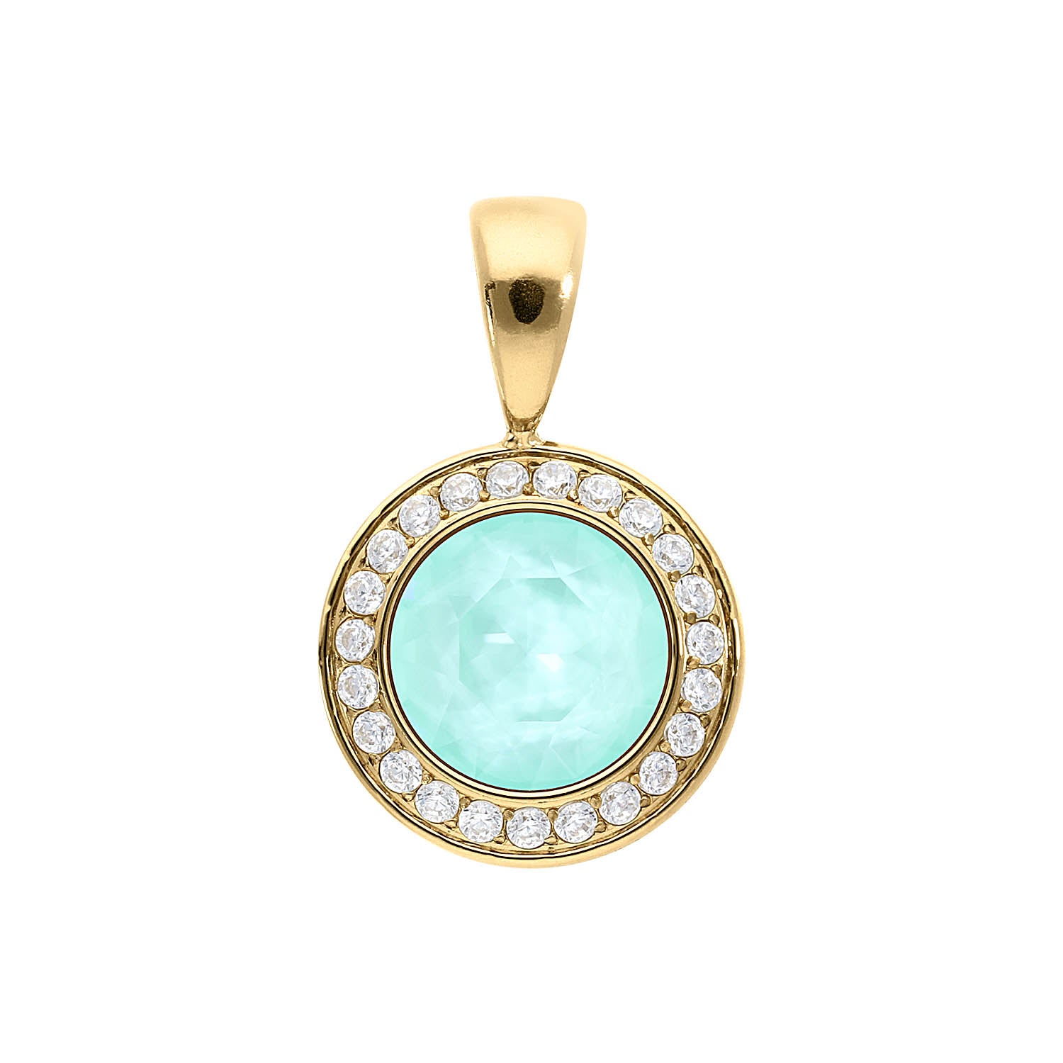 Tondo Deluxe Pendant 0.51" - Gold crystal soft mint ignite