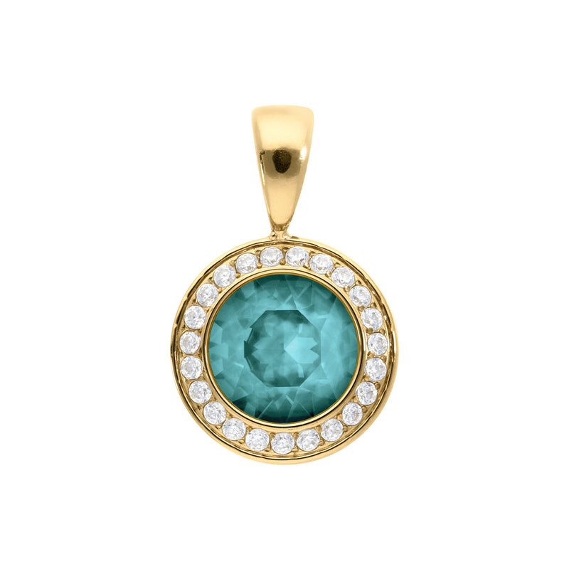 Tondo Deluxe Pendant 0.51" - Gold Crystal Pine Green Ignite