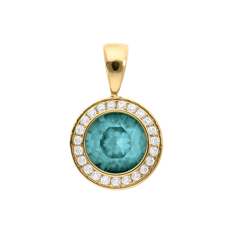 Tondo Deluxe Pendant 0.51" - Gold Crystal Pine Green Ignite