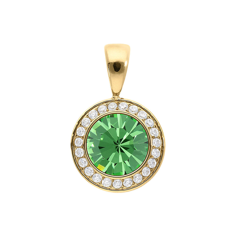 Tondo Deluxe Pendant 0.51" - Gold peridot