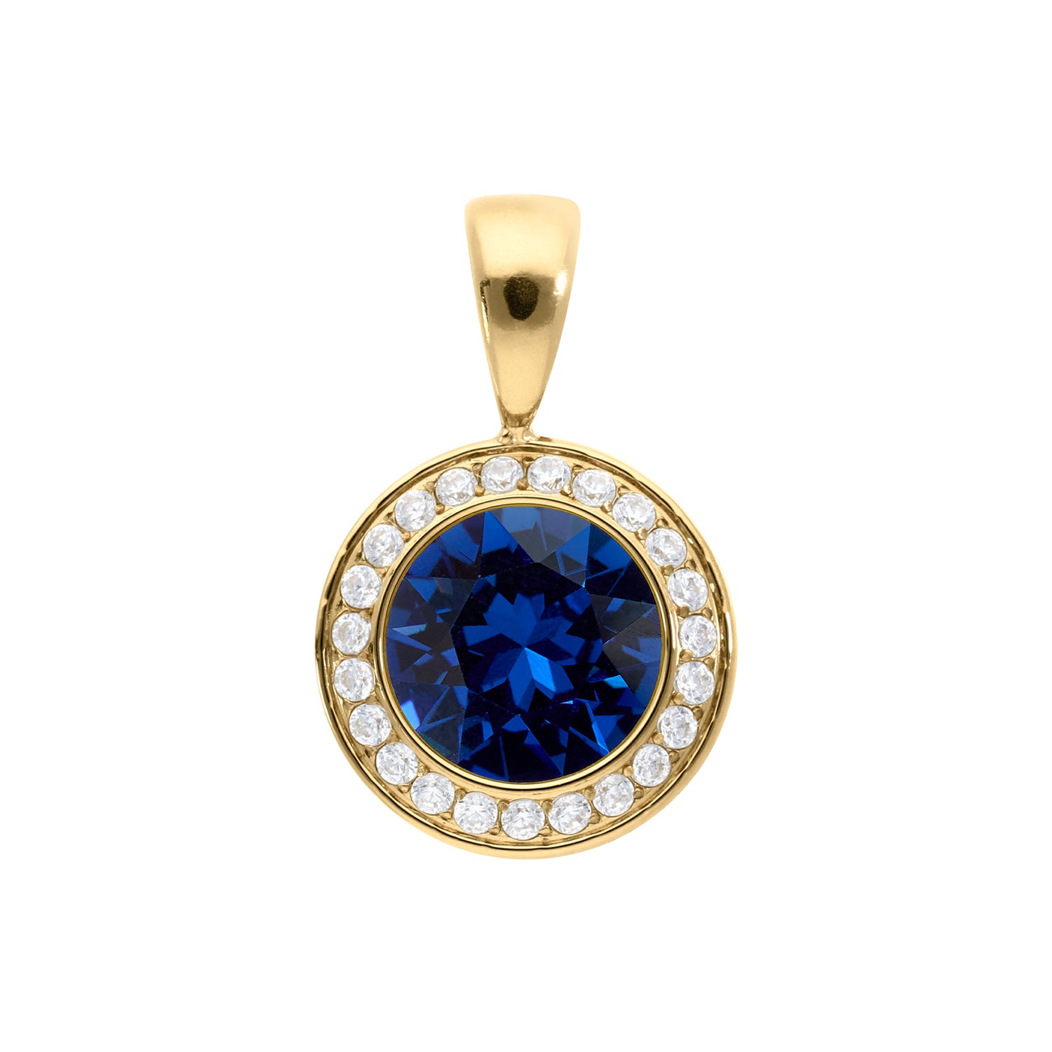 Tondo Deluxe Pendant 0.51" - Gold ReCreated Dark Sapphire