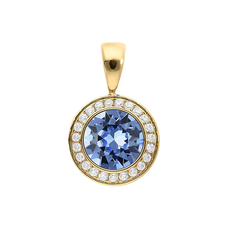 Tondo Deluxe Pendant 0.51" - Gold light sapphire
