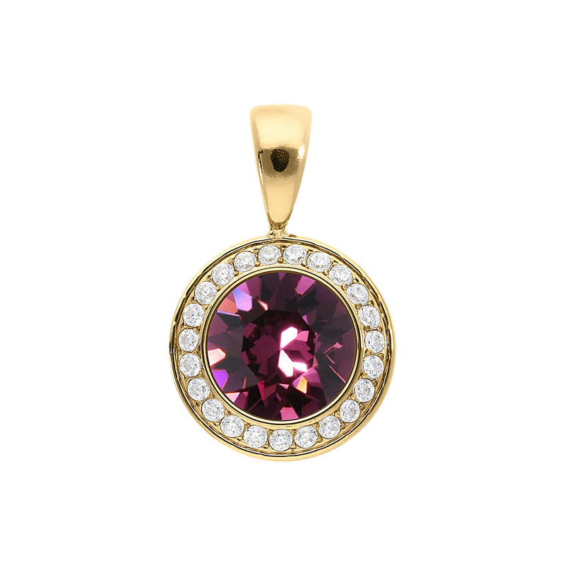 Tondo Deluxe Pendant 0.51" - Gold amethyst