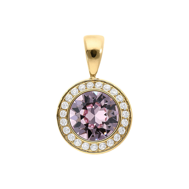 Tondo Deluxe Pendant 0.51" - Gold light amethyst