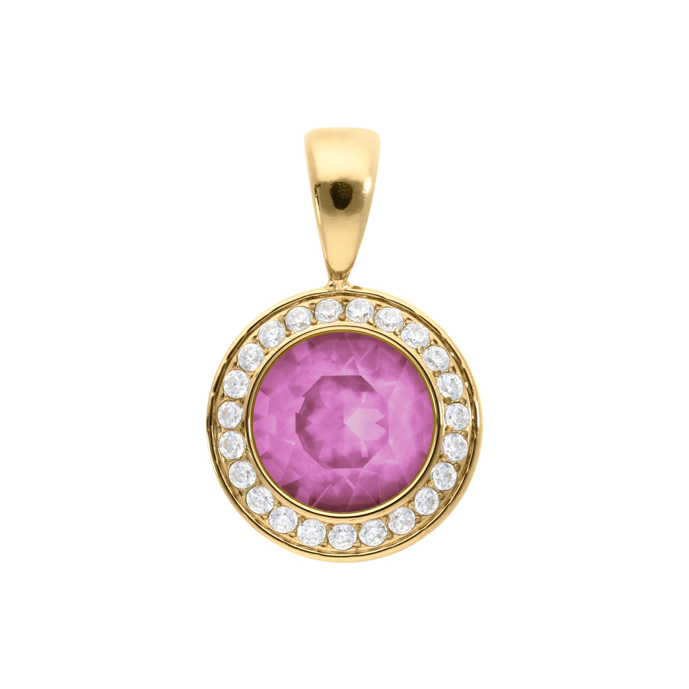 Tondo Deluxe Pendant 0.51" - Gold Crystal Orchid Ignite