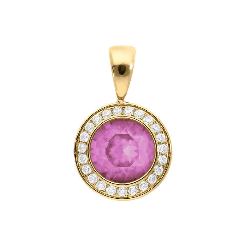Tondo Deluxe Pendant 0.51" - Gold Crystal Orchid Ignite