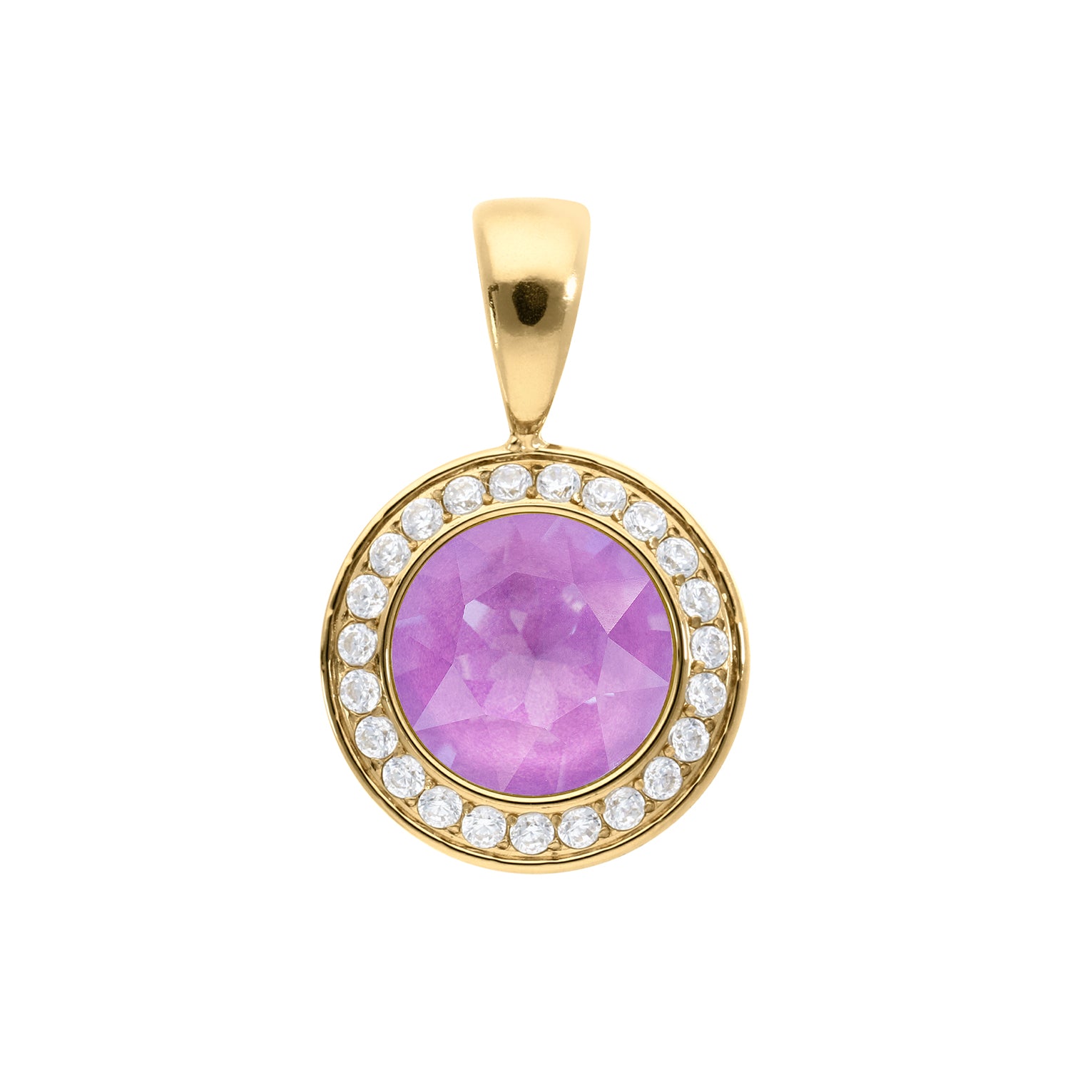 Tondo Deluxe Pendant 0.51" - Gold Crystal Electric Violet Ignite