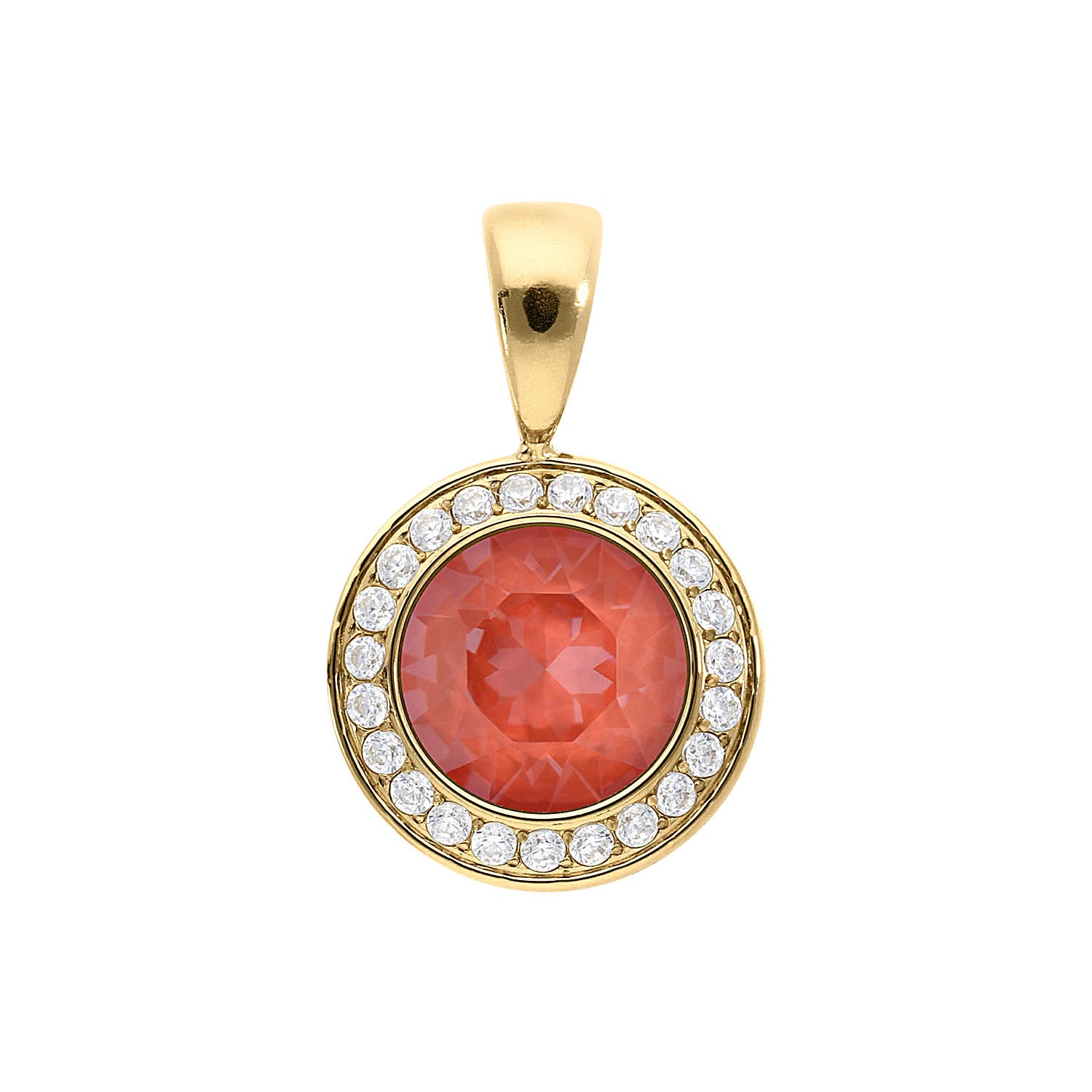Tondo Deluxe Pendant 0.51" - Gold crystal maroon ignite