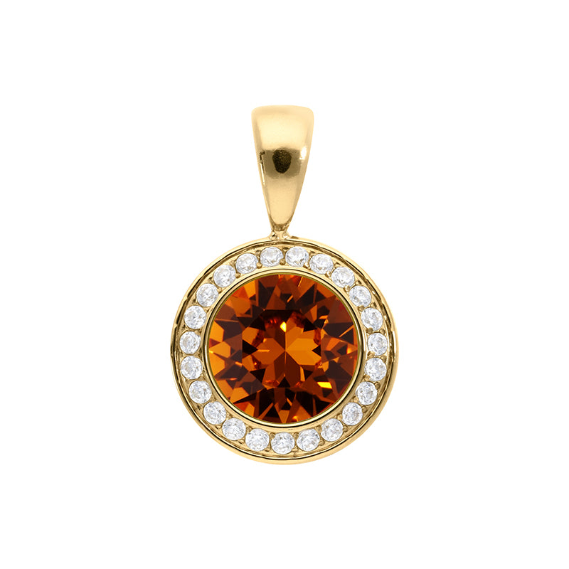 Tondo Deluxe Pendant 0.51" - Gold Smoked Topaz