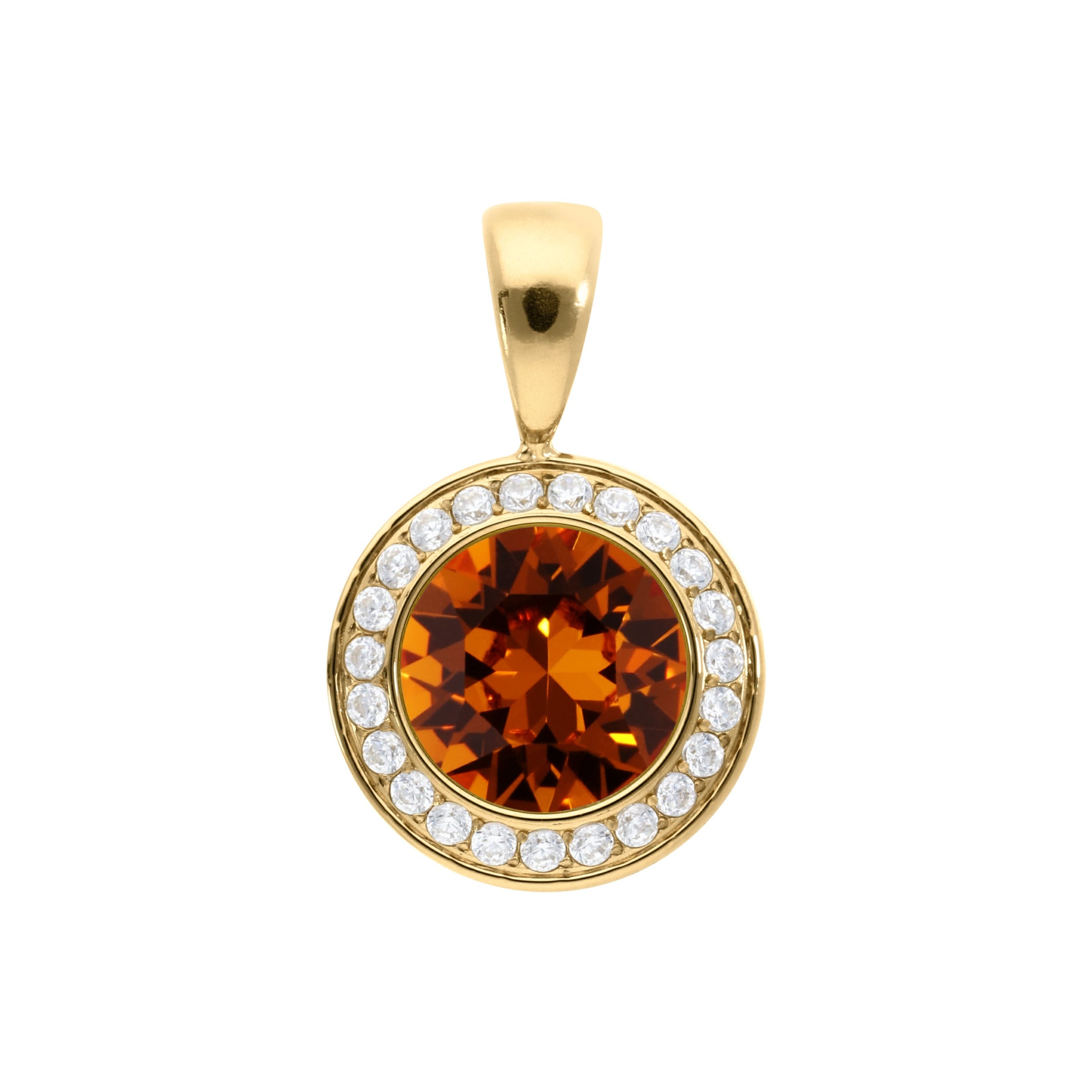 Tondo Deluxe Pendant 0.51" - Gold Smoked Topaz
