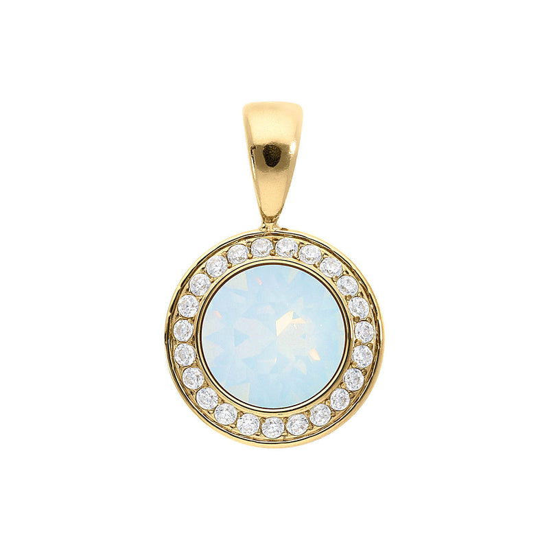 Tondo Deluxe Pendant 0.51" - Gold white opal