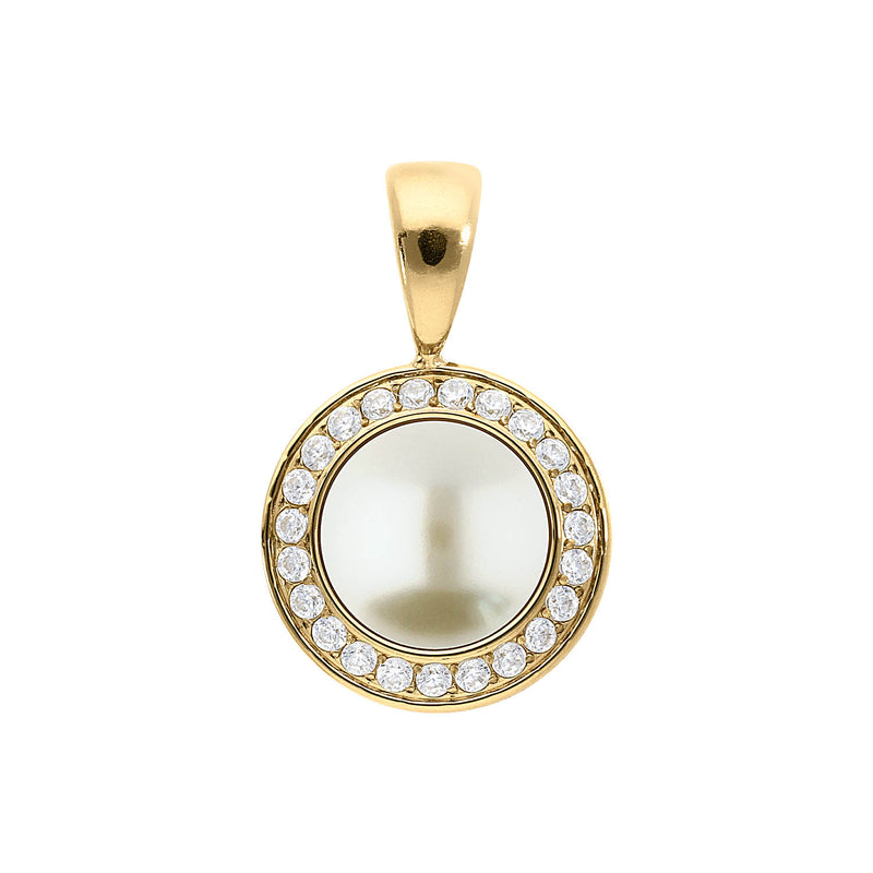 Tondo Deluxe Pendant 0.51" - Gold cream pearl