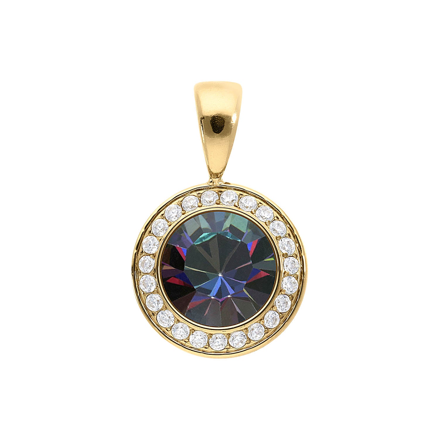 Tondo Deluxe Pendant 0.51" - Gold Crystal Vitrail Medium