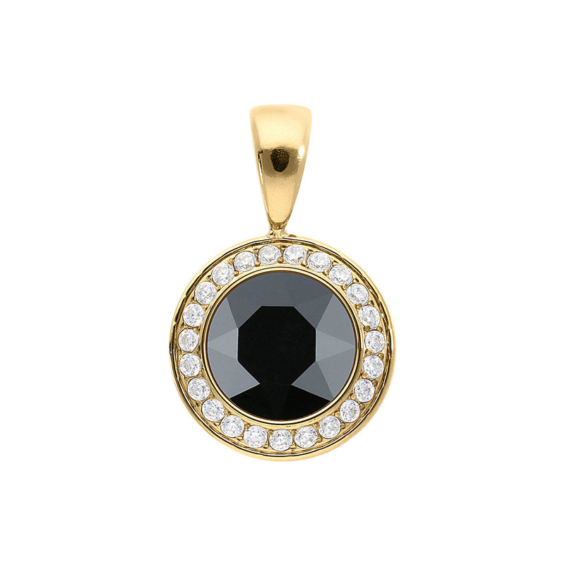 Tondo Deluxe Pendant 0.51" - Gold jet hematite