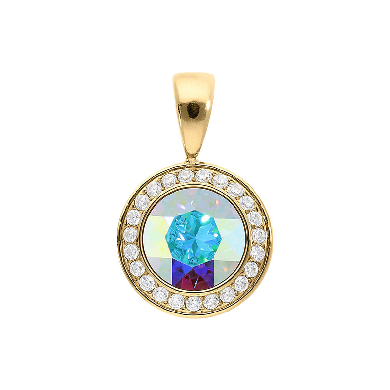 Tondo Deluxe Pendant 0.51" - Gold crystal aurora boreale