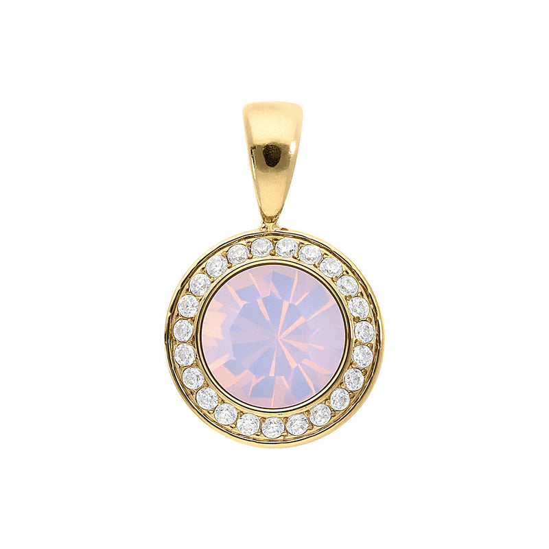 Tondo Deluxe Pendant 0.51" - Gold rose opal