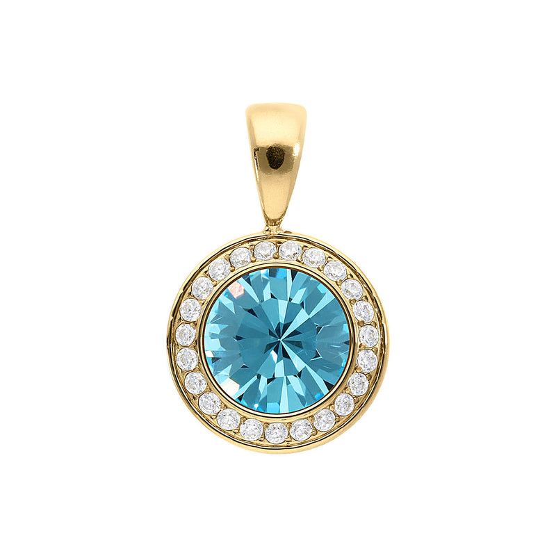 Tondo Deluxe Pendant 0.51" - Gold aquamarine