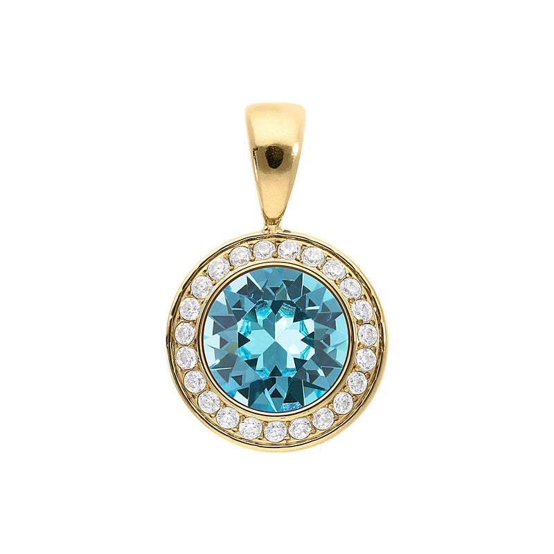 Tondo Deluxe Pendant 0.51" - Gold Light Turquoise