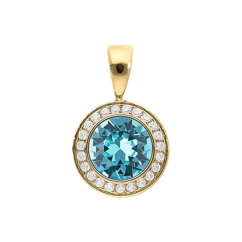 Tondo Deluxe Pendant 0.51" - Gold Light Turquoise