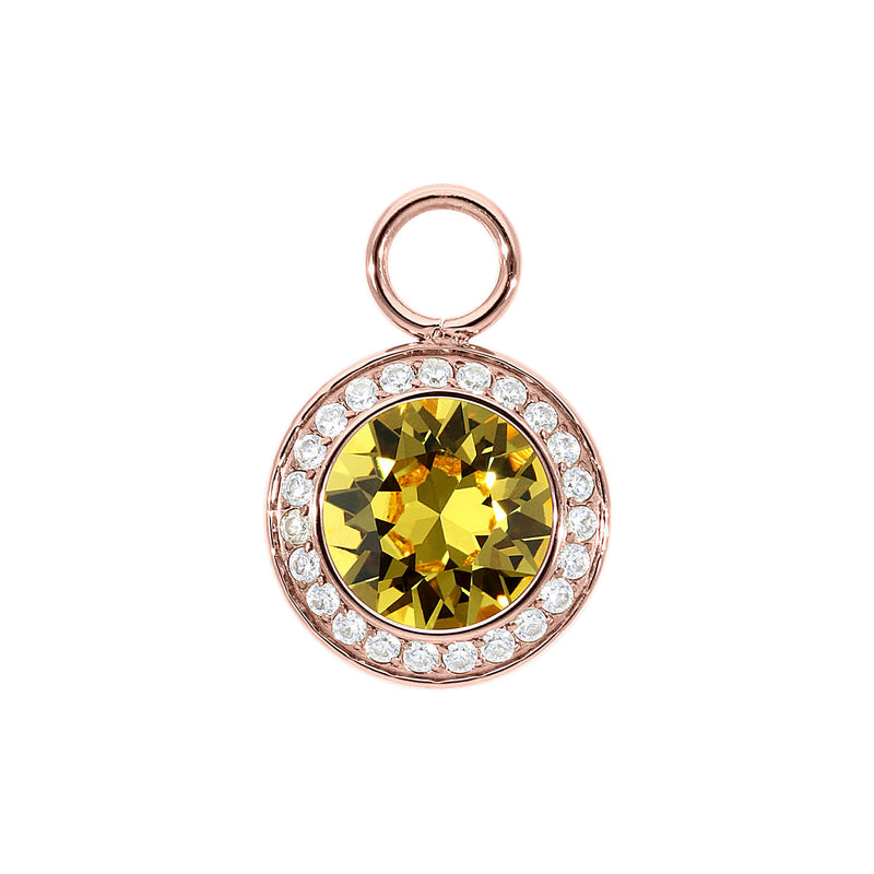 Tondo Deluxe Charm 0.51" - Rose Gold light topaz