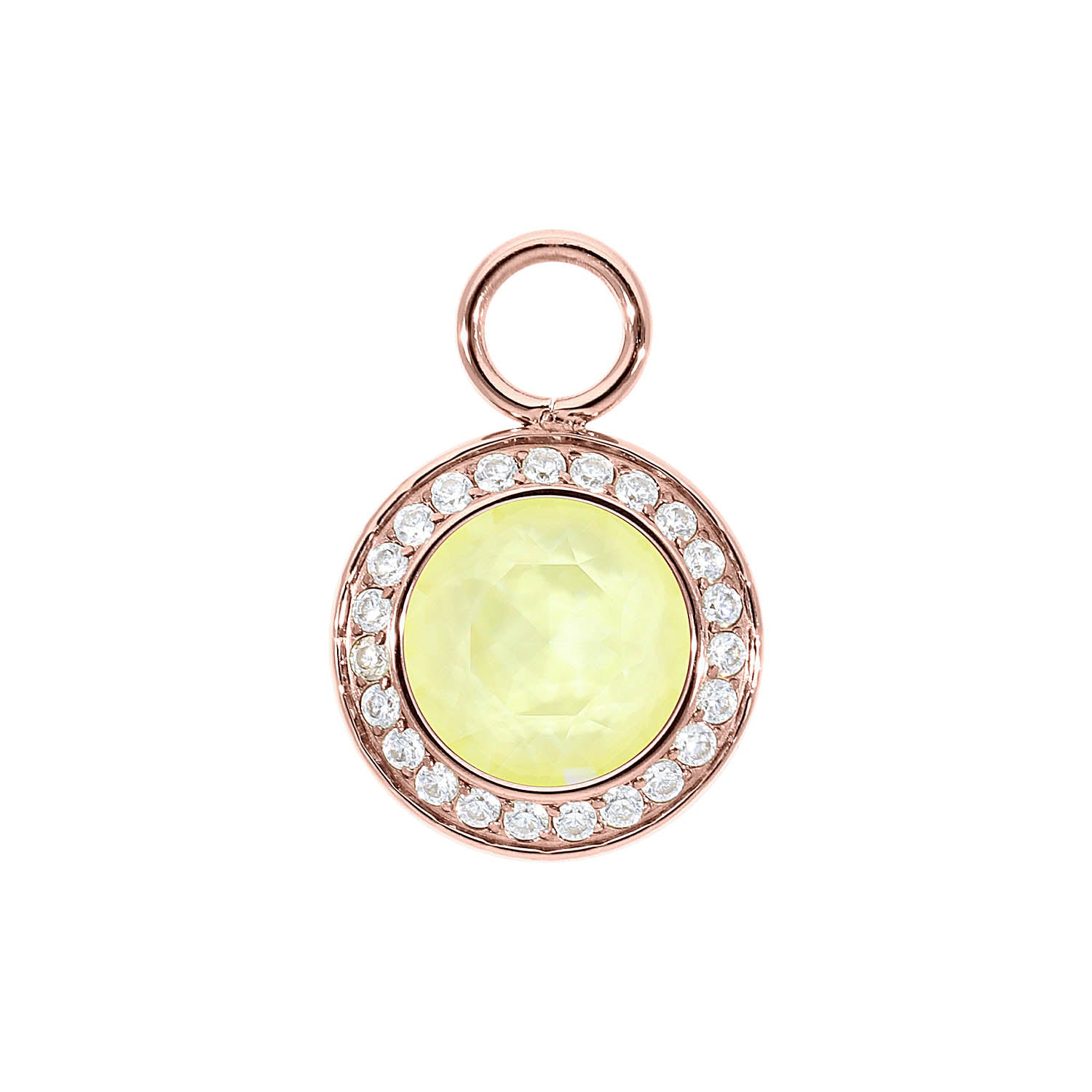 Tondo Deluxe Charm 0.51" - Rose Gold crystal soft yellow ignite