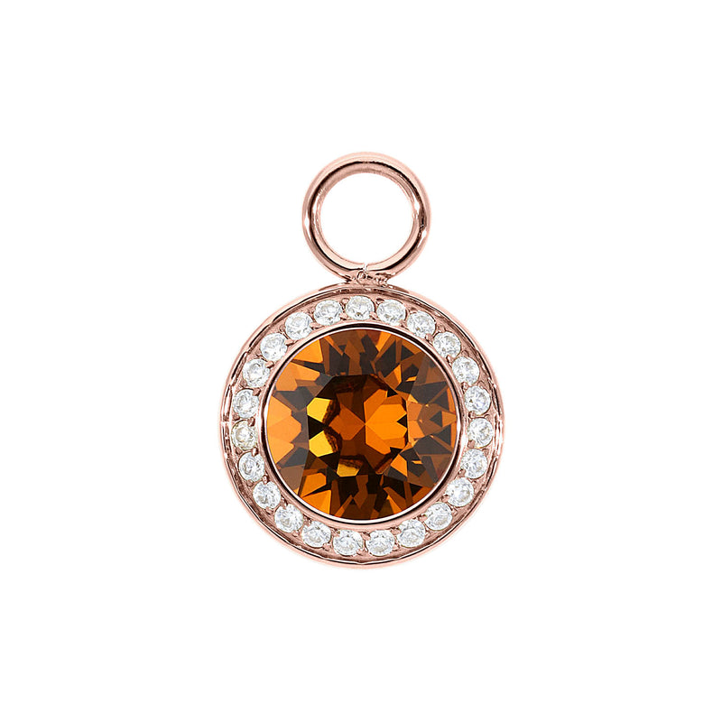 Tondo Deluxe Charm 0.51" - Rose Gold light amber