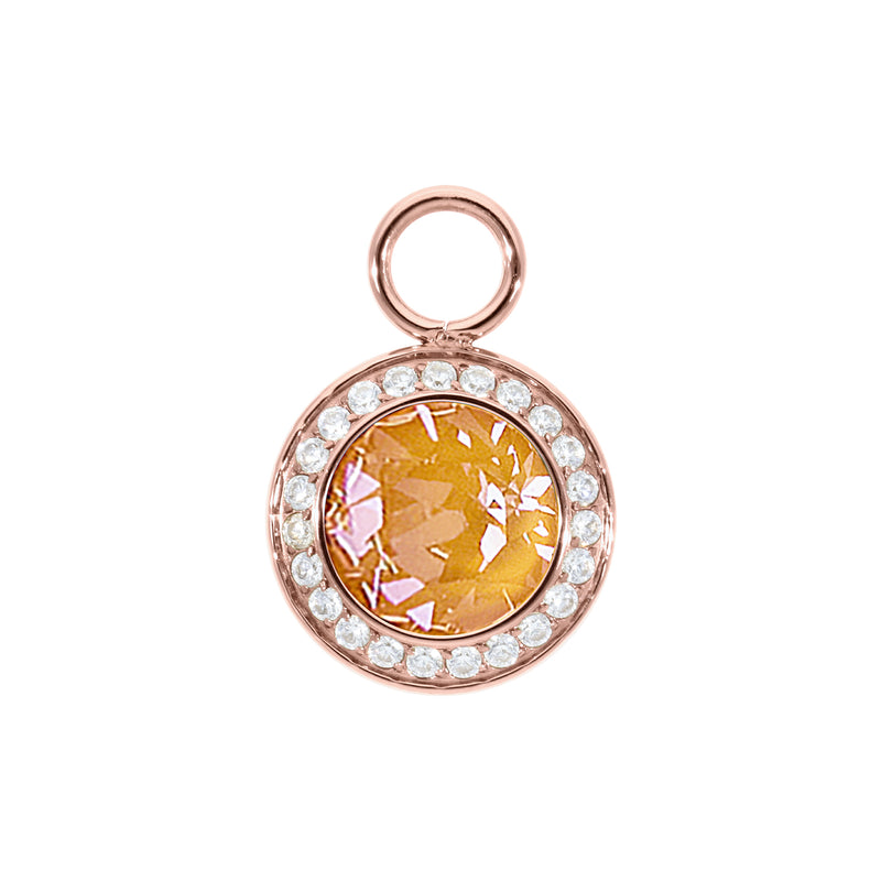 Tondo Deluxe Charm 0.51" - Rose Gold Crystal Mango Ignite