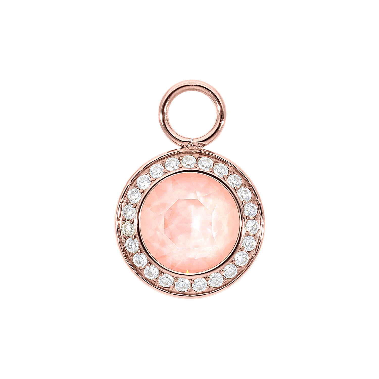 Tondo Deluxe Charm 0.51" - Rose Gold Crystal Flamingo Ignite