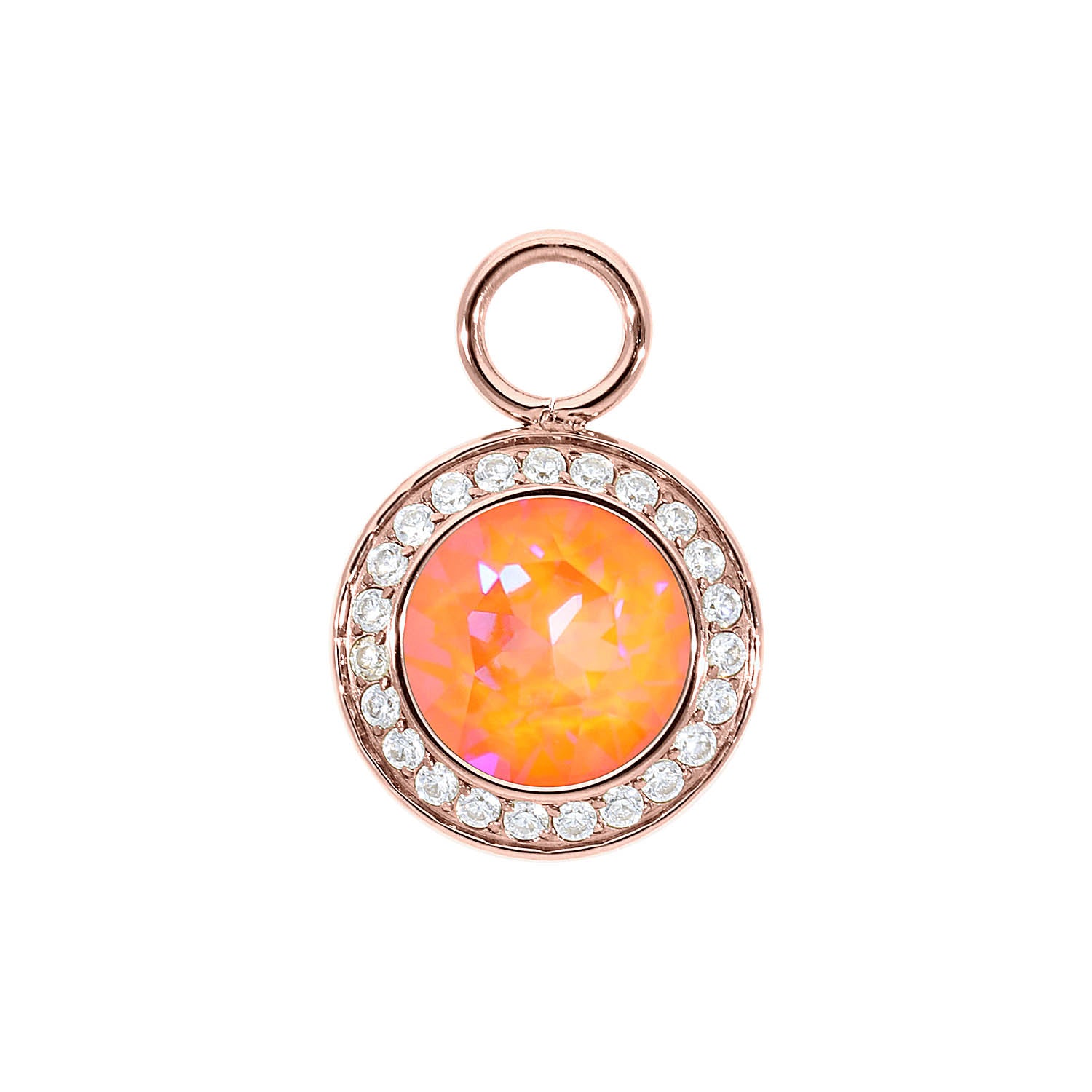 Tondo Deluxe Charm 0.51" - Rose Gold crystal orange glow delite