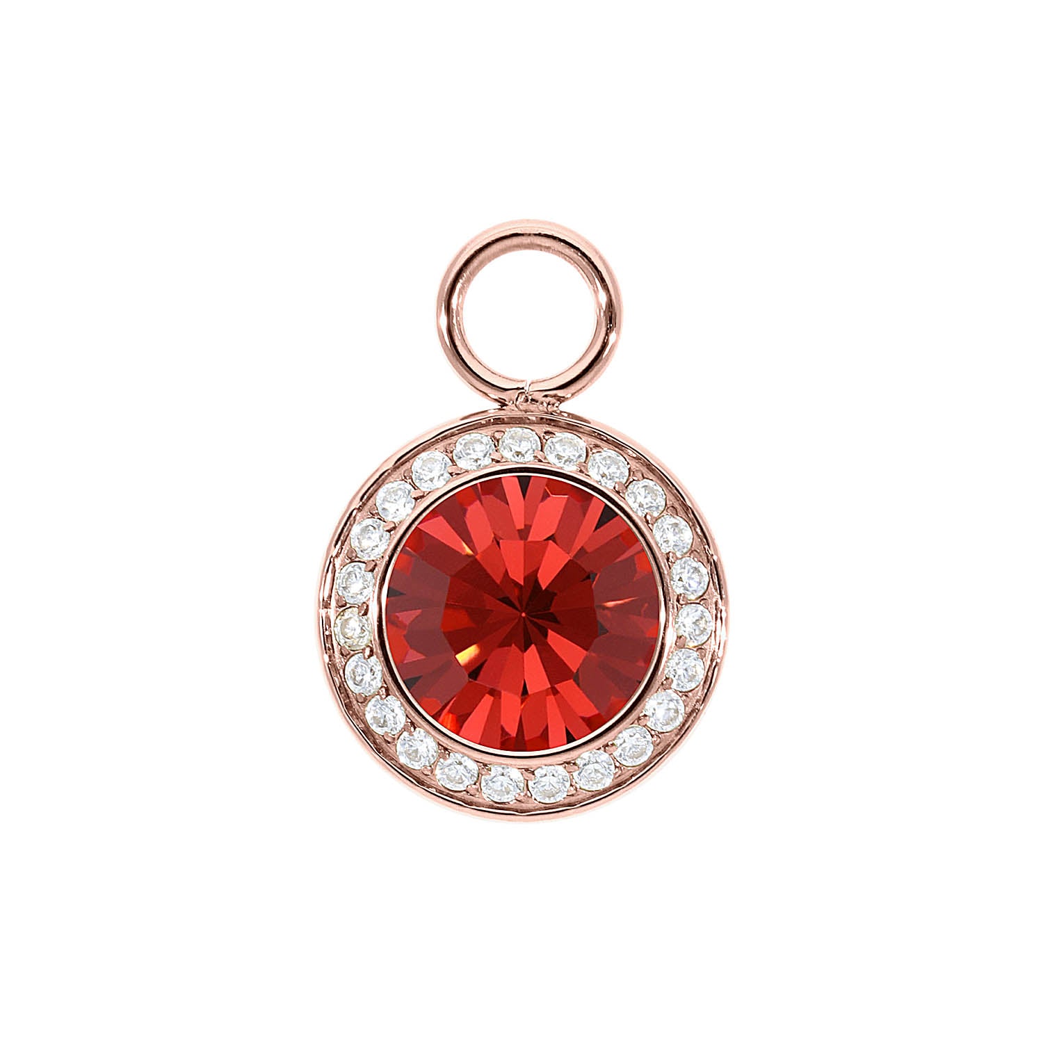 Tondo Deluxe Charm 0.51" - Rose Gold padparadscha