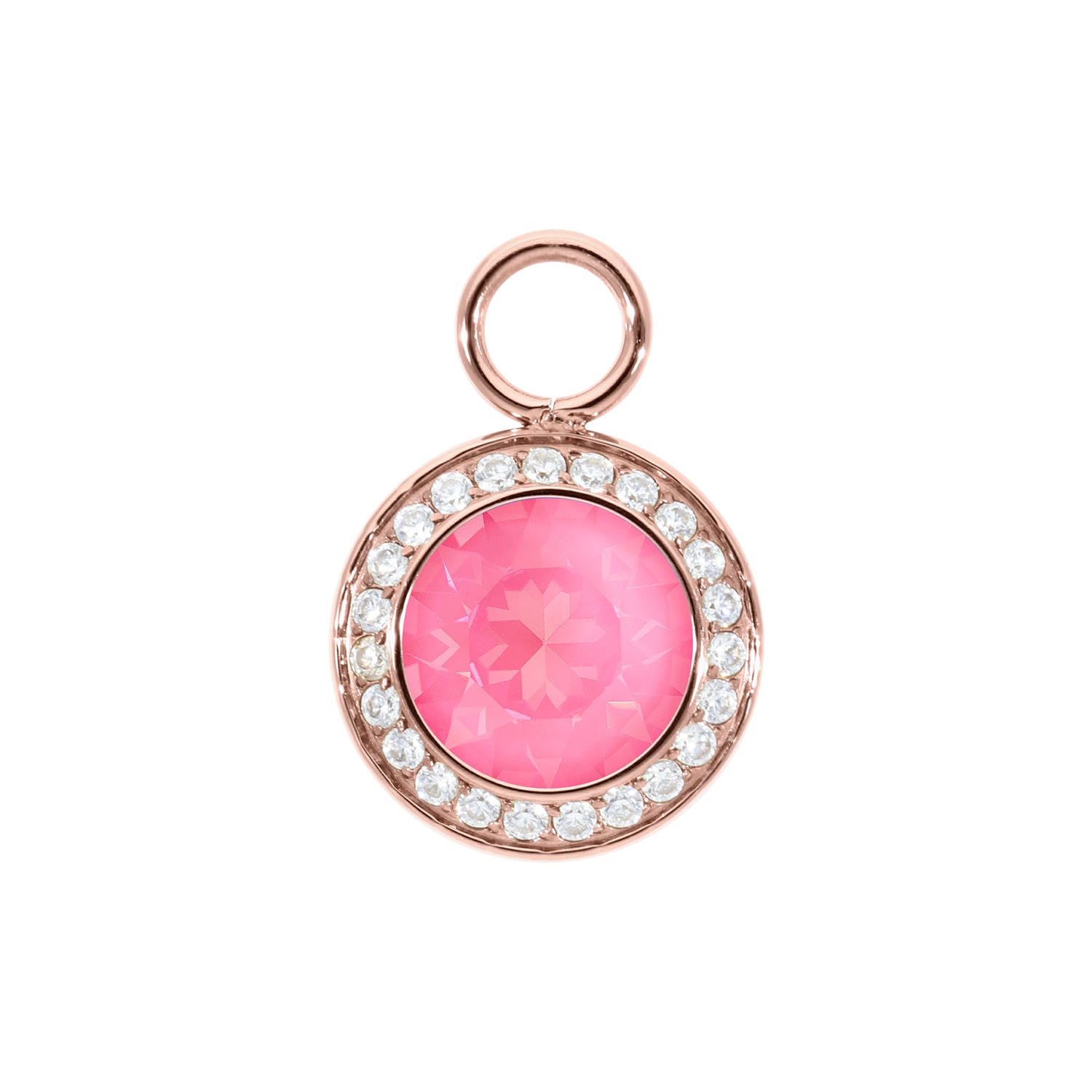 Tondo Deluxe Charm 0.51" - Rose Gold Crystal Dahlia Ignite