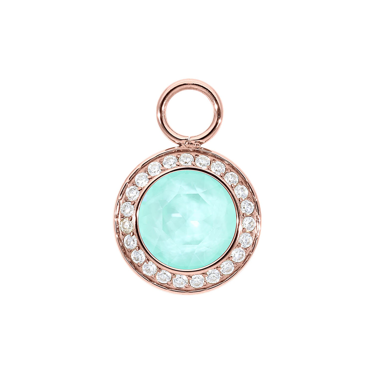 Tondo Deluxe Charm 0.51" - Rose Gold crystal soft mint ignite