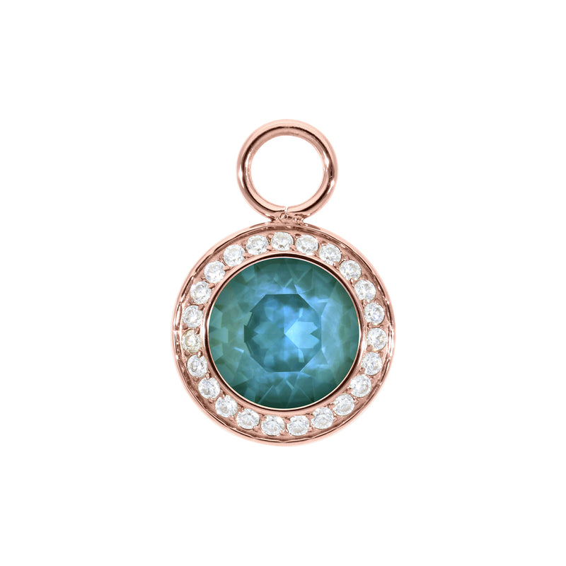 Tondo Deluxe Charm 0.51" - Rose Gold Crystal Pine Green Ignite
