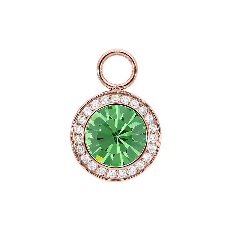 Tondo Deluxe Charm 0.51" - Rose Gold peridot