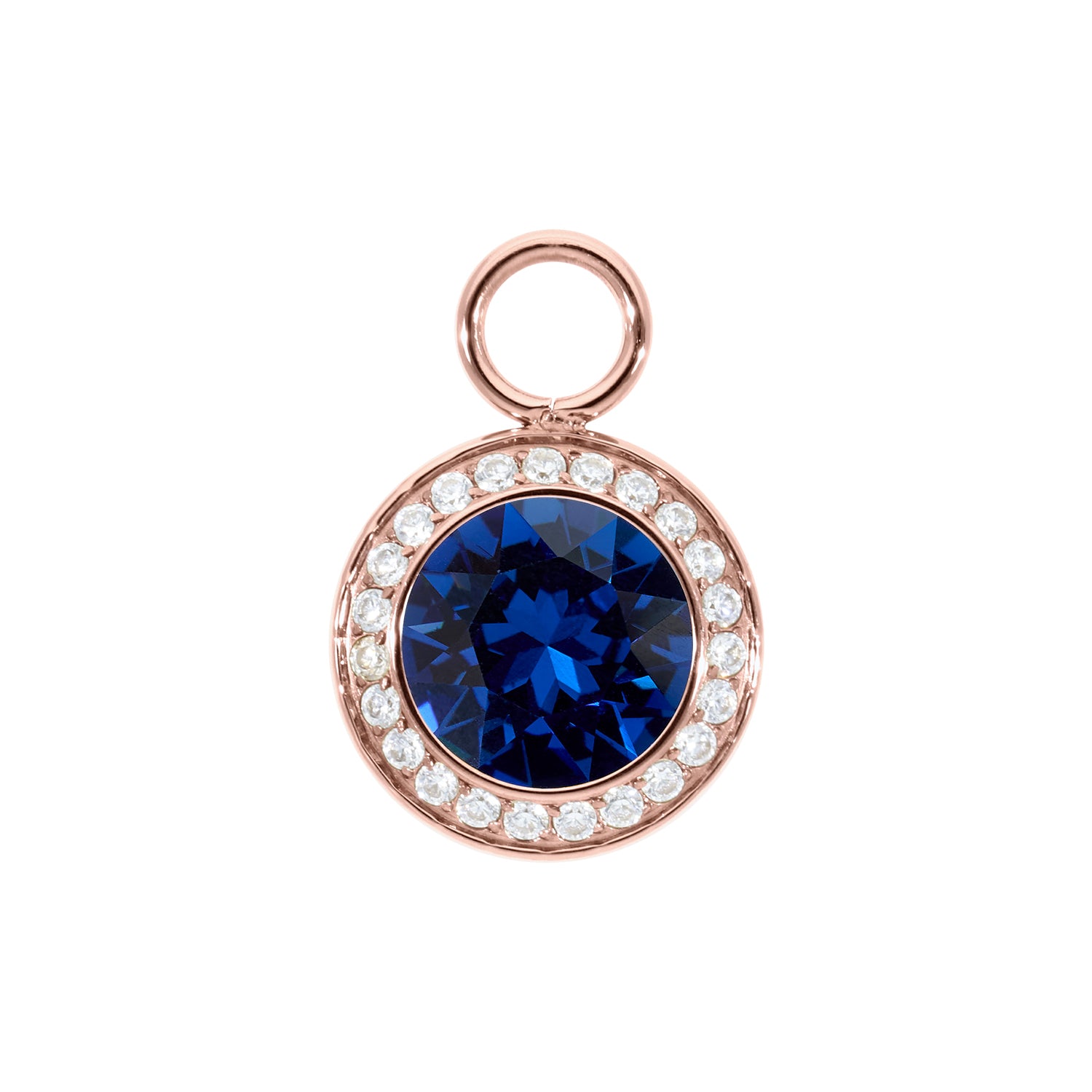 Tondo Deluxe Charm 0.51" - Rose Gold ReCreated Dark Sapphire