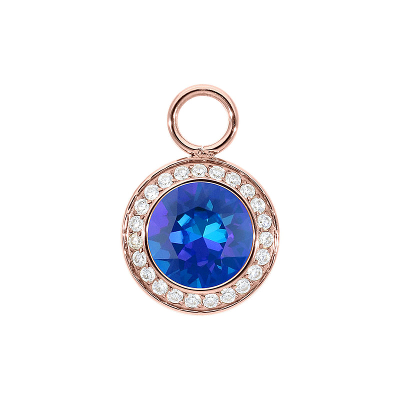 Tondo Deluxe Charm 0.51" - Rose Gold royal blue delite