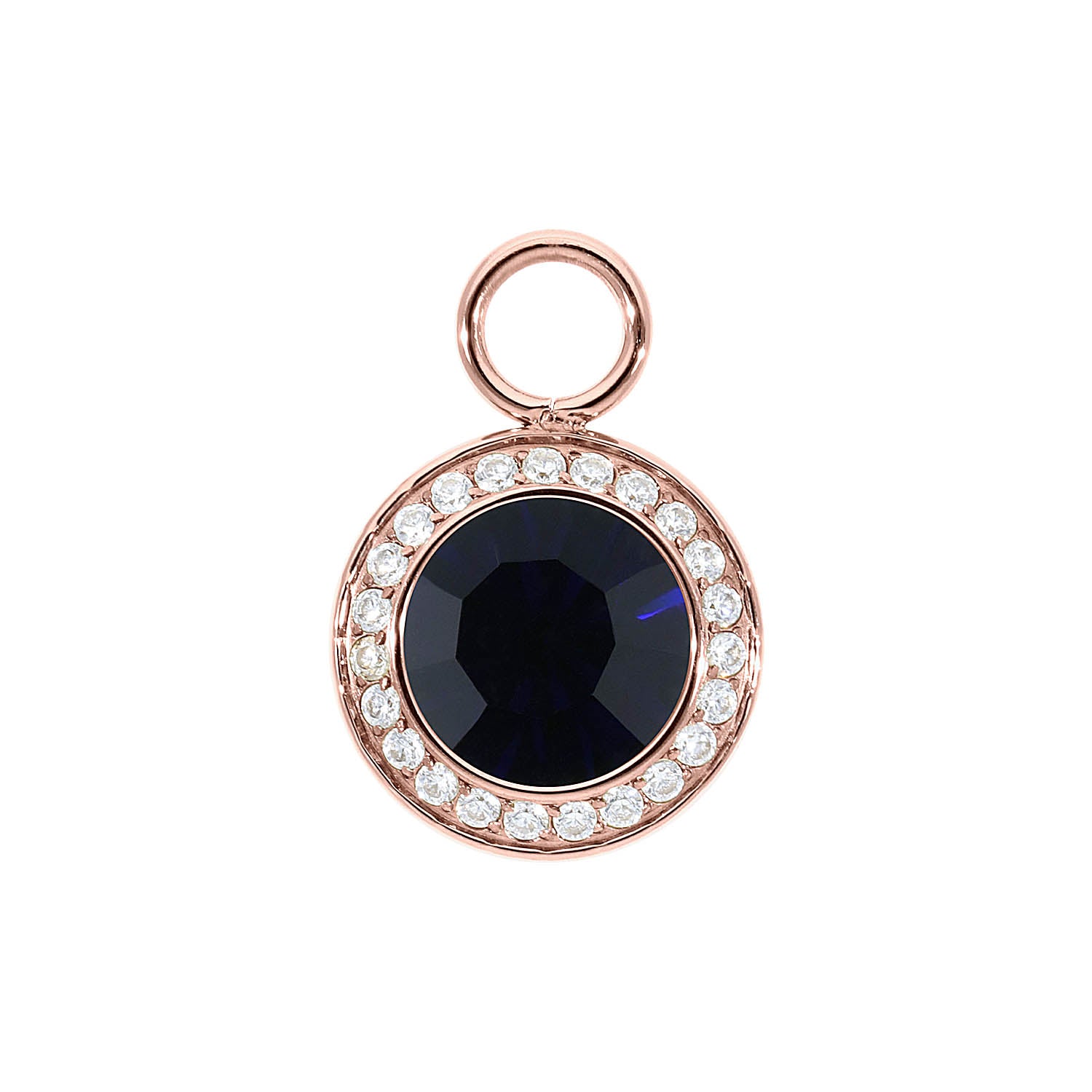 Tondo Deluxe Charm 0.51" - Rose Gold Dark Indigo
