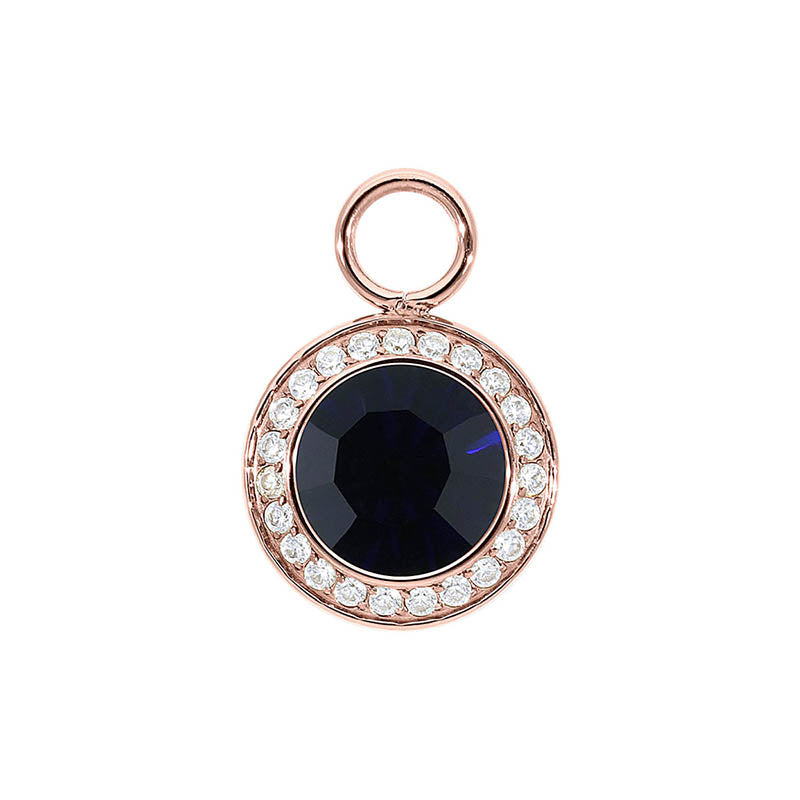 Tondo Deluxe Charm 0.51" - Rose Gold Dark Indigo