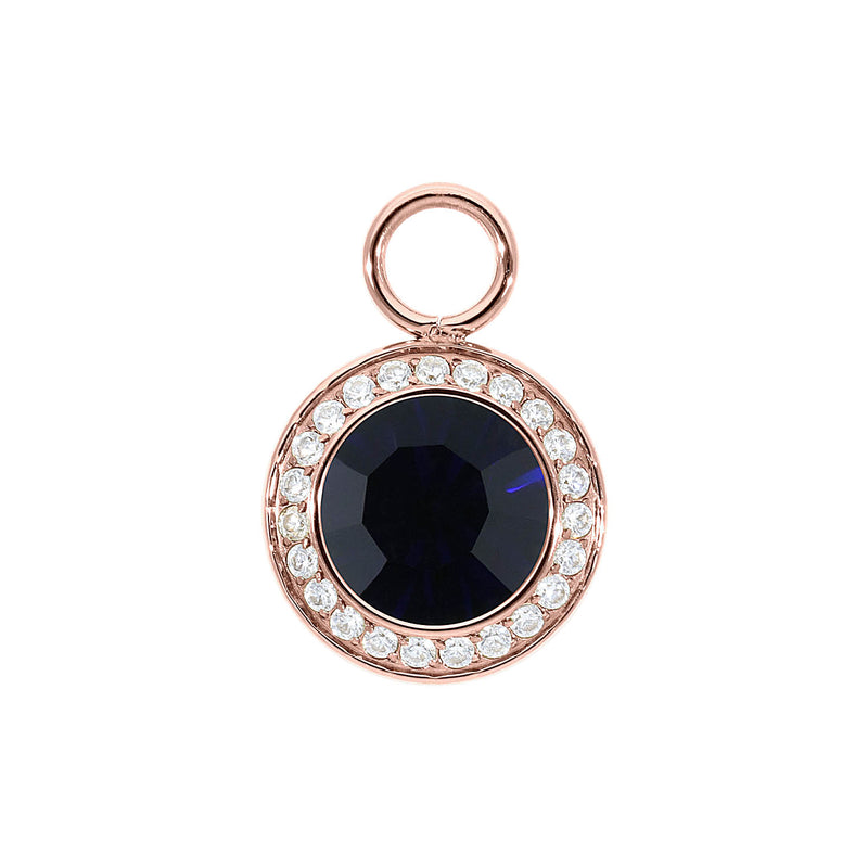 Tondo Deluxe Charm 0.51" - Rose Gold Dark Indigo